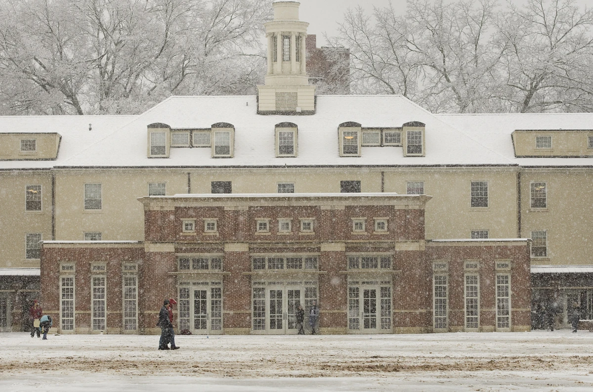 Myers Hall exterior in the snow